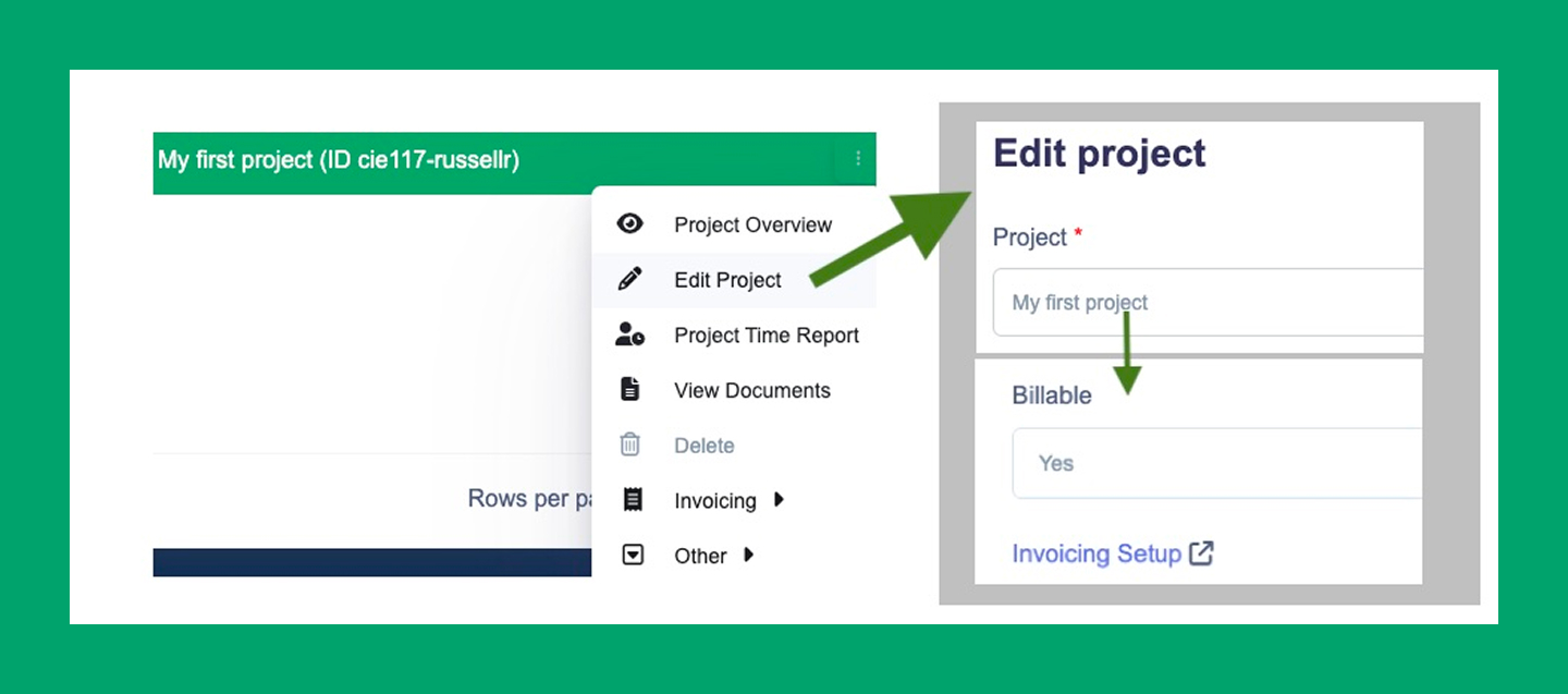 Project billable dropdown