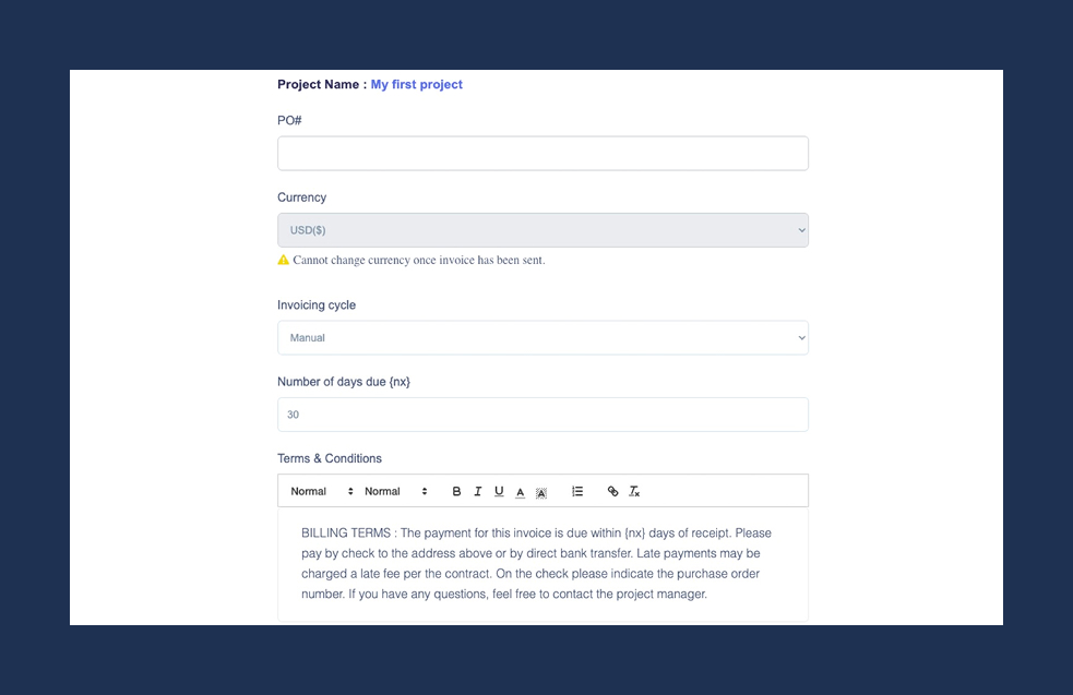 Invoice generation 1/2