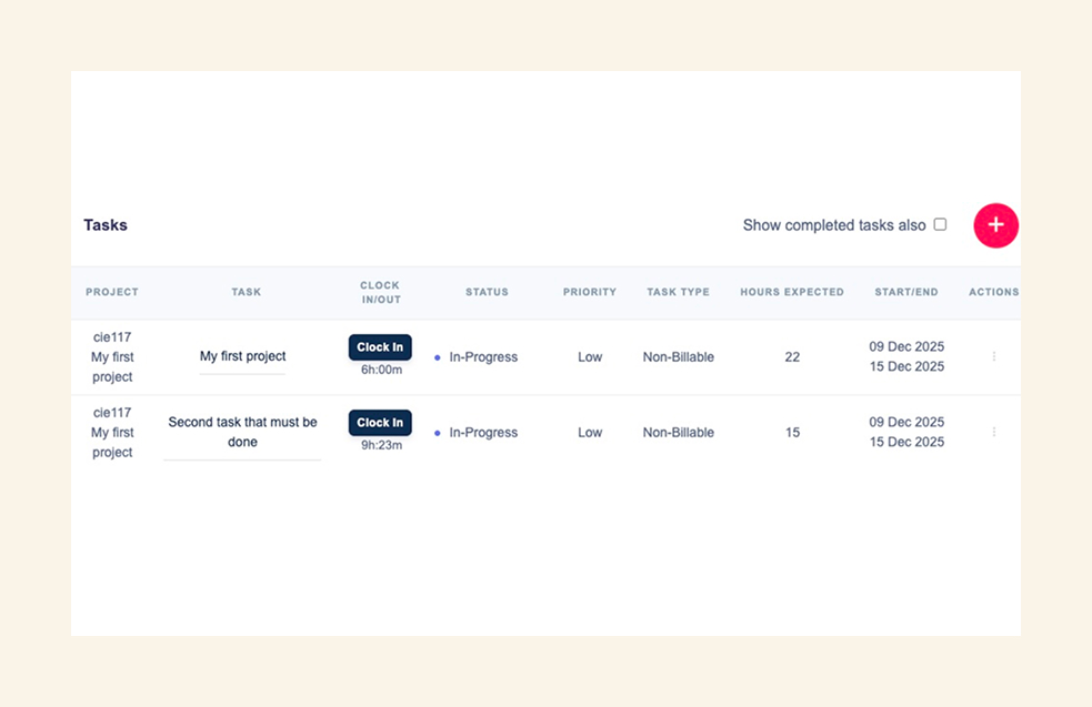 Take list time display